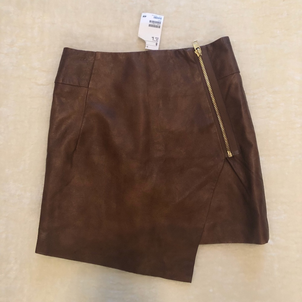 NWT H&M Brown Faux leather mini skirt